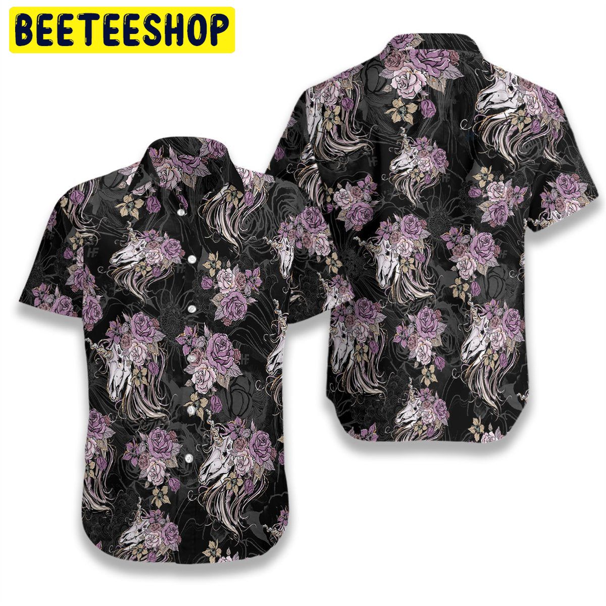 Unicorn Skull Flowers Trending Hawaiian Shirt Unicorn Skull Flowers Trending Hawaiian Shirt
