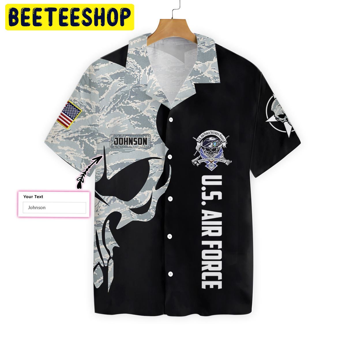 US Air Force Digital Camo Skull Personalized Trending Hawaiian Shirt US Air Force Digital Camo Skull Personalized Trending Hawaiian Shirt