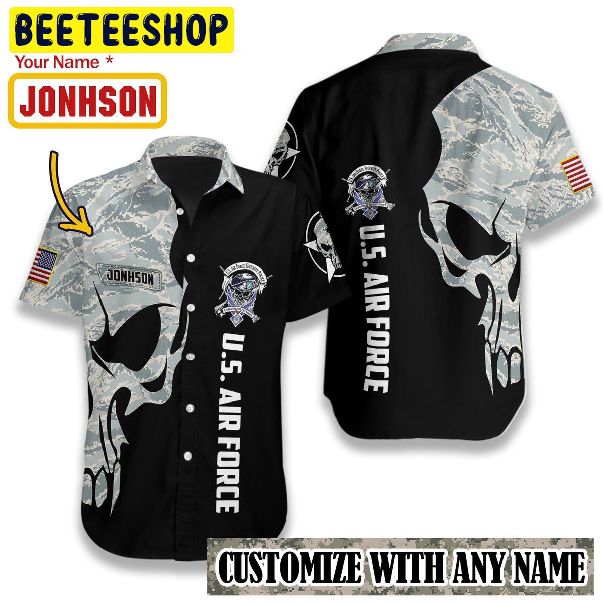 US Air Force Digital Camo Skull Personalized Trending Hawaiian Shirt US Air Force Digital Camo Skull Personalized Trending Hawaiian Shirt