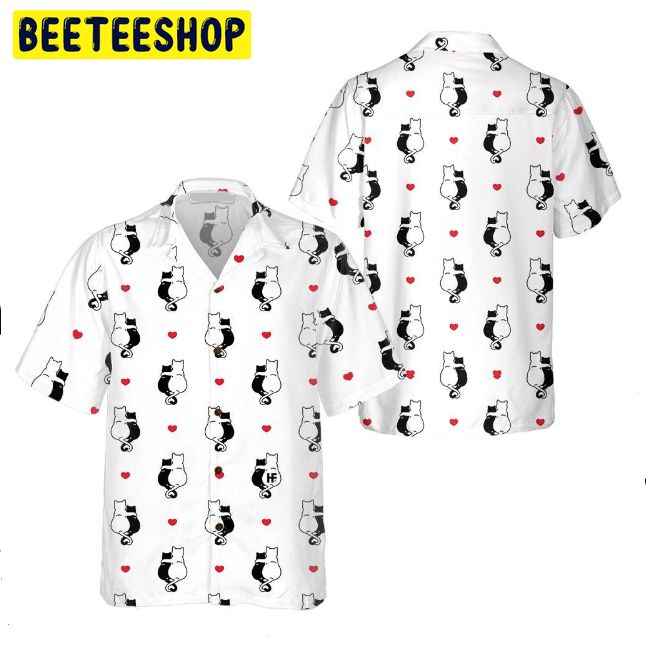 Valentine Heart Kitten Trending Hawaiian Shirt Valentine Heart Kitten Trending Hawaiian Shirt