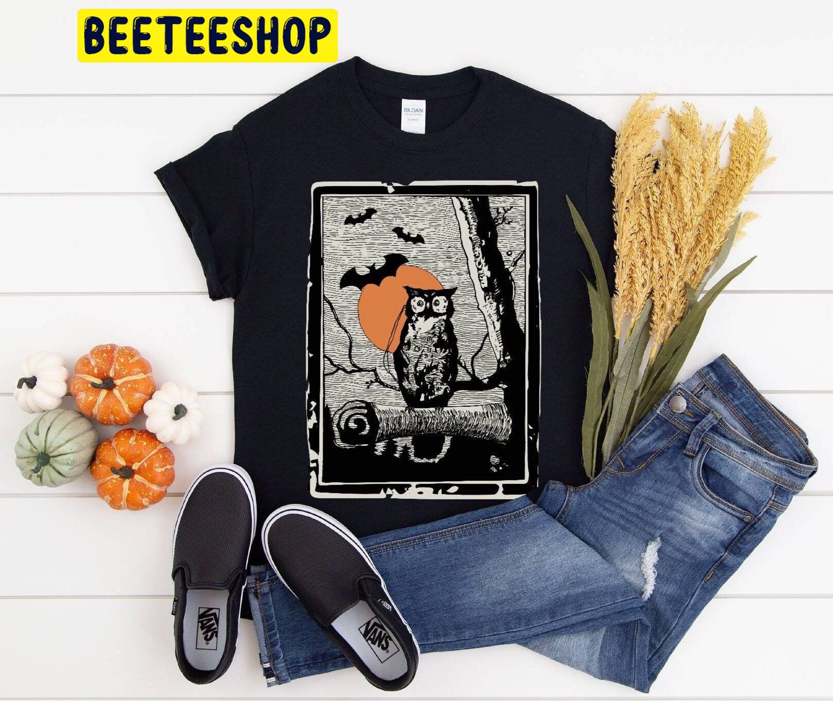 Vintage Halloween Owl Vintage Retro Trending Unisex Shirt Vintage Halloween Owl Vintage Retro Trending Unisex Shirt