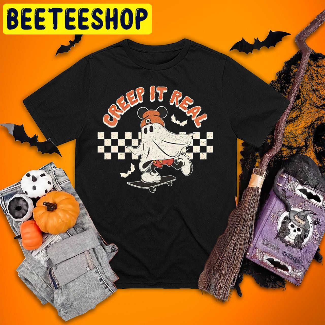 Vintage Mickey Disney Retro Mickey Ghost Skateboarding Halloween Trending Unisex T-Shirt Vintage Mickey Disney Retro Mickey Ghost Skateboarding Halloween Trending Unisex T-Shirt