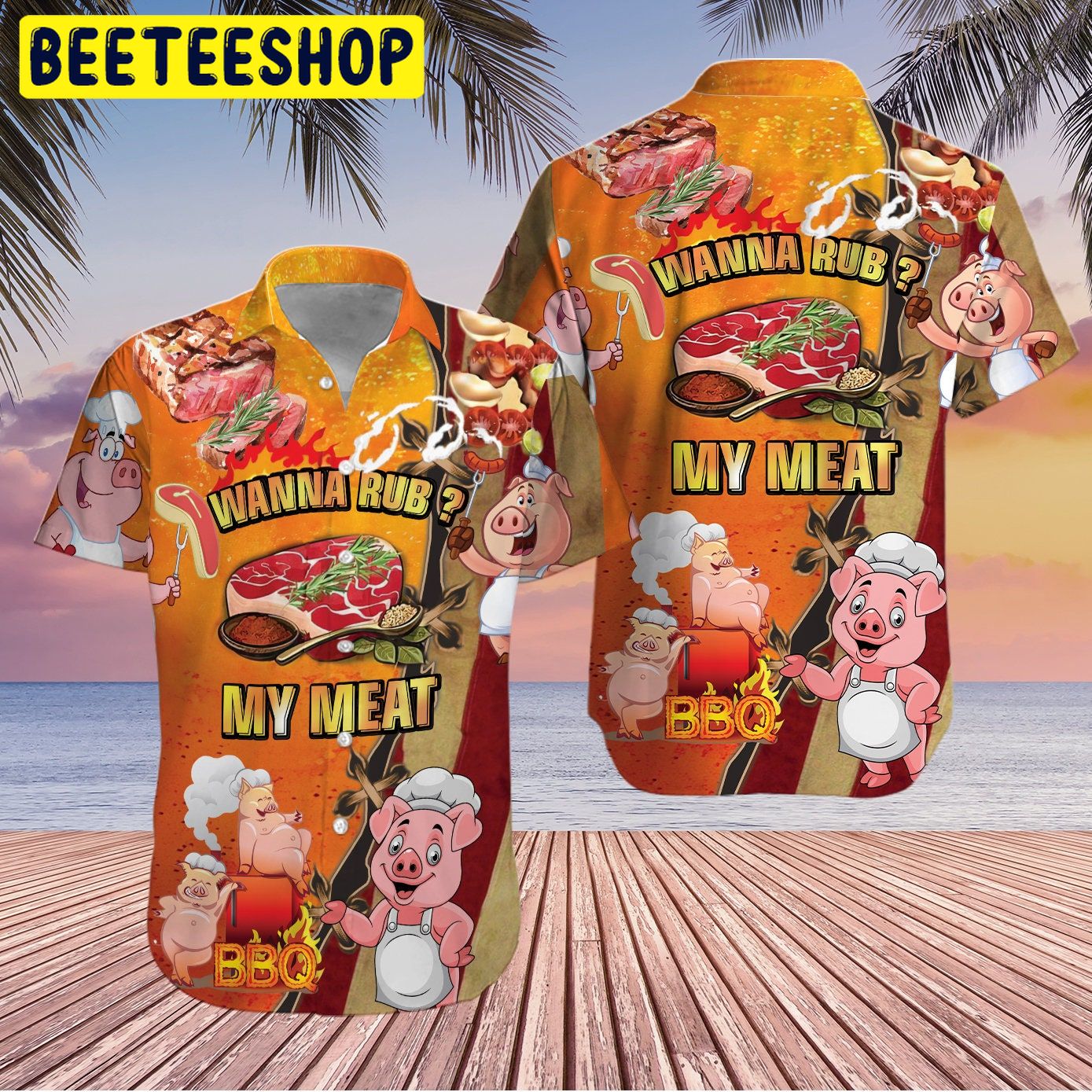 Wanna Rub My Meat Pork Pig Trending Hawaiian Shirt Wanna Rub My Meat Pork Pig Trending Hawaiian Shirt