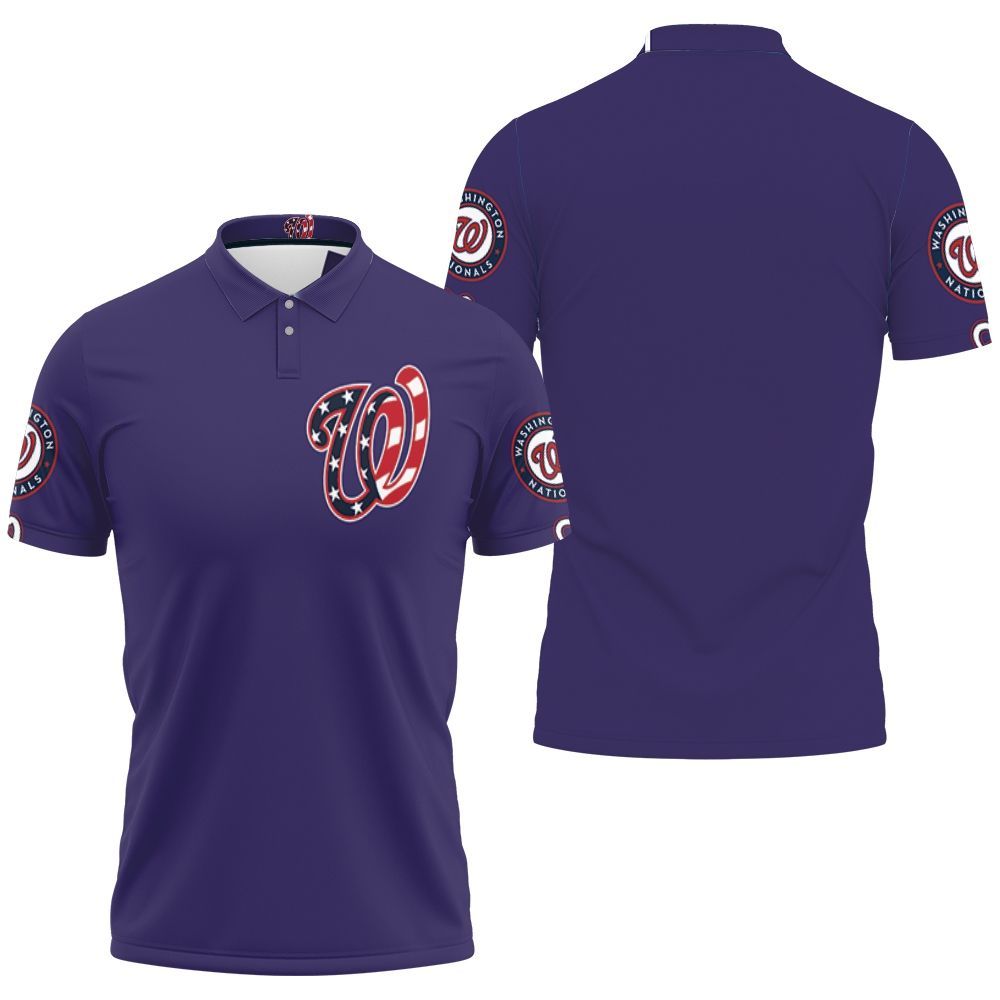 Washington Nationals 2020 Mlb Blue Us Flag 3D All Over Print Polo Shirt Washington Nationals 2020 Mlb Blue Us Flag 3D All Over Print Polo Shirt