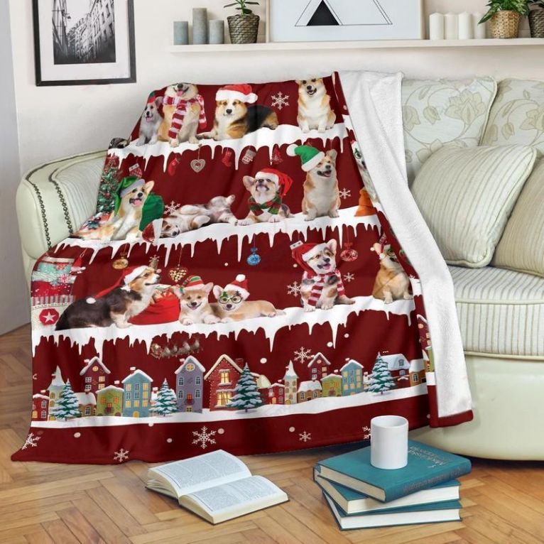 Welsh Corgi Snow Christmas Comfy Sofa Throw Blanket Welsh Corgi Snow Christmas Comfy Sofa Throw Blanket