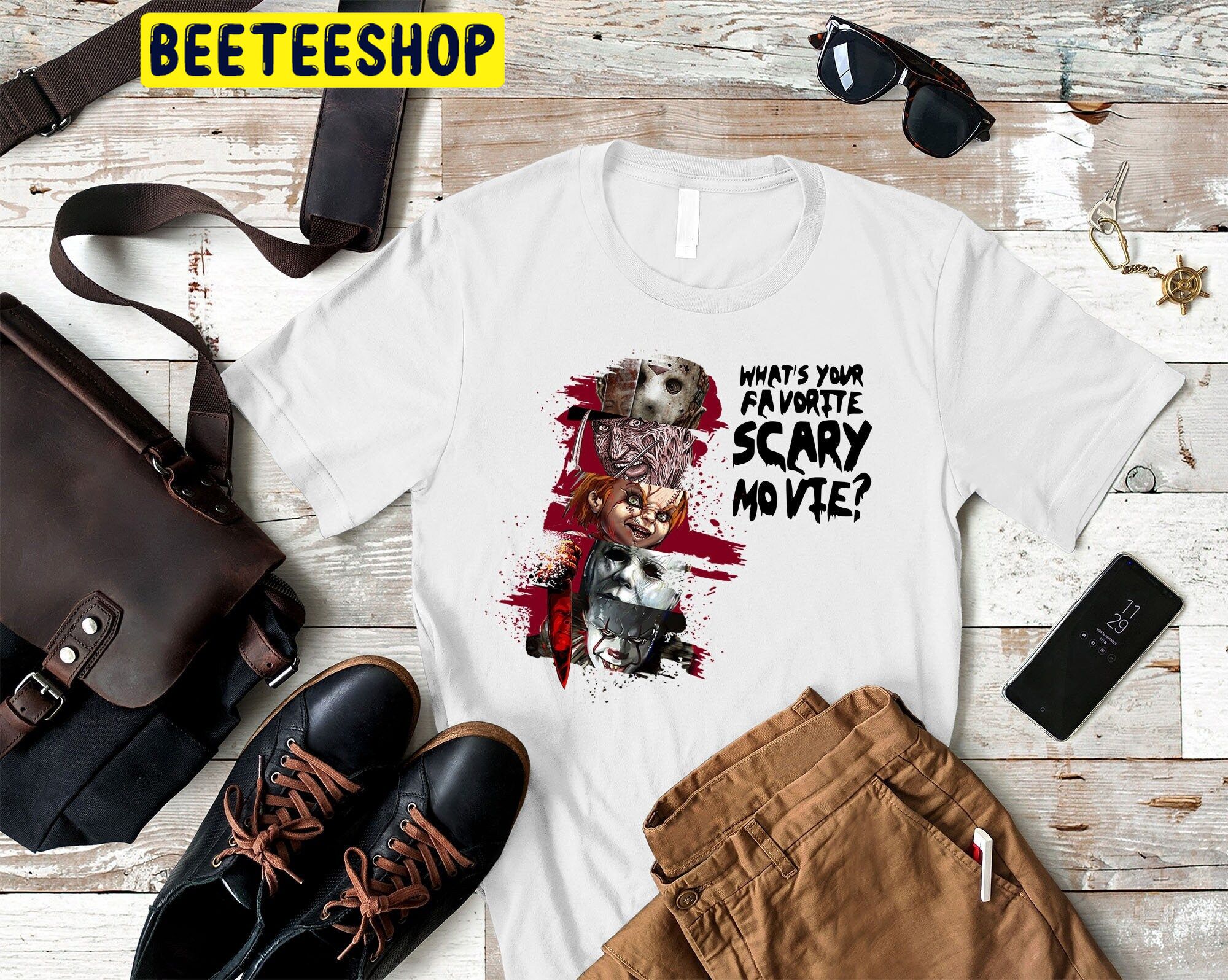 What's Your Favorite Sacry Movie Halloween Horror Movie Killers Scary Freddy Krueger, Pennywise Clown, Jason Trending Unisex Shirt What's Your Favorite Sacry Movie Halloween Horror Movie Killers Scary Freddy Krueger, Pennywise Clown, Jason Trending Unisex Shirt
