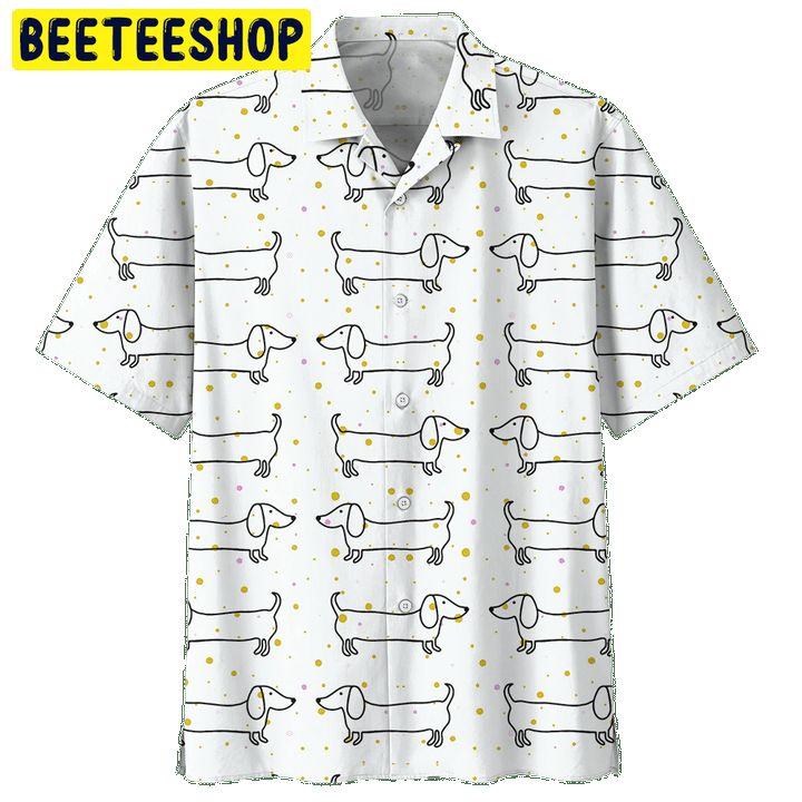 White Art Dachshund Trending Hawaiian Shirt White Art Dachshund Trending Hawaiian Shirt