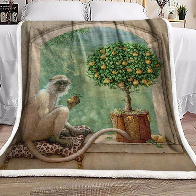 White Monkey And Pear Tree Comfy Sofa Throw Blanket White Monkey And Pear Tree Comfy Sofa Throw Blanket