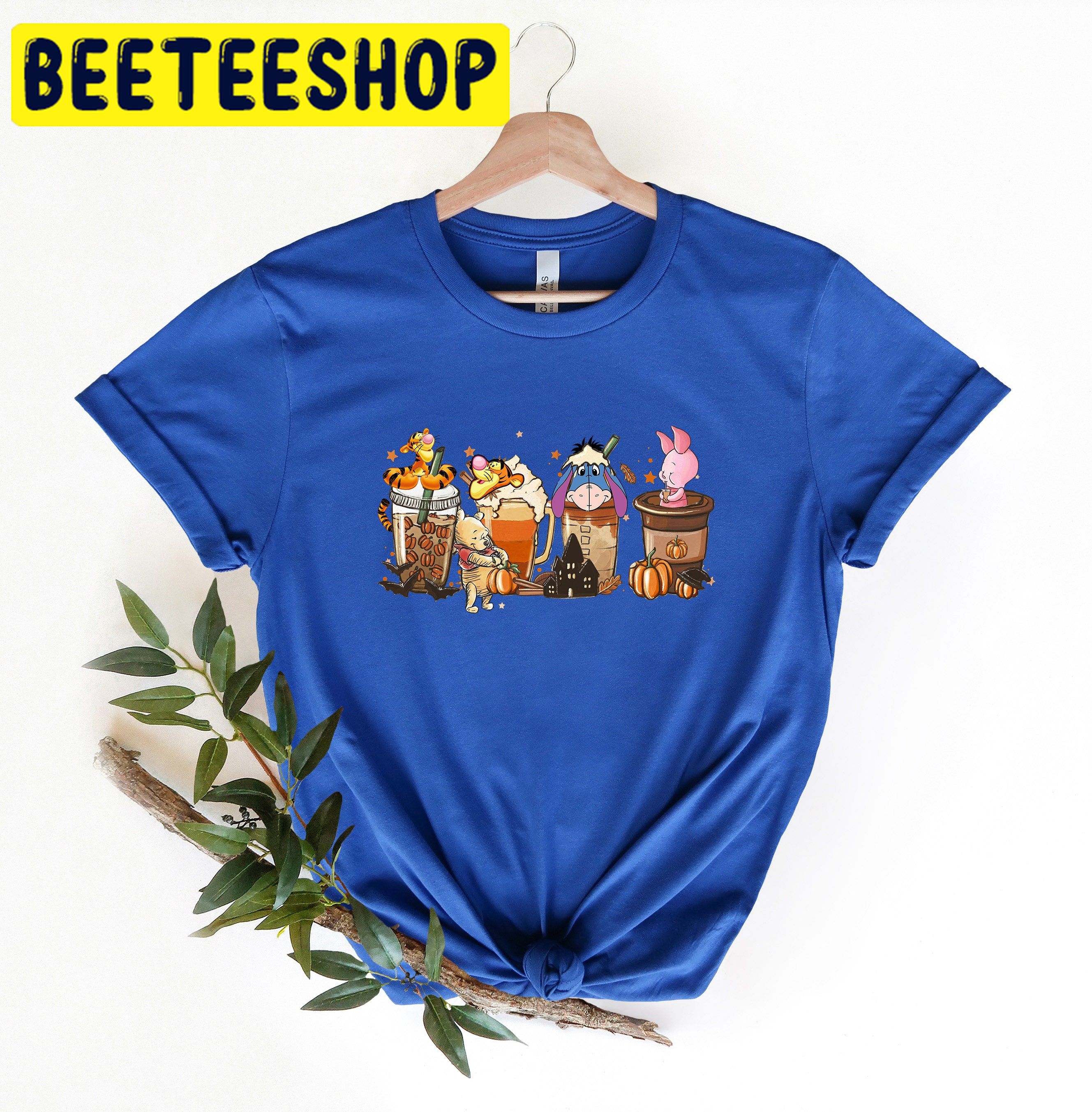 Winnie The Pooh Halloween And Friend Latte Coffee Halloween Trending Unisex Shirt