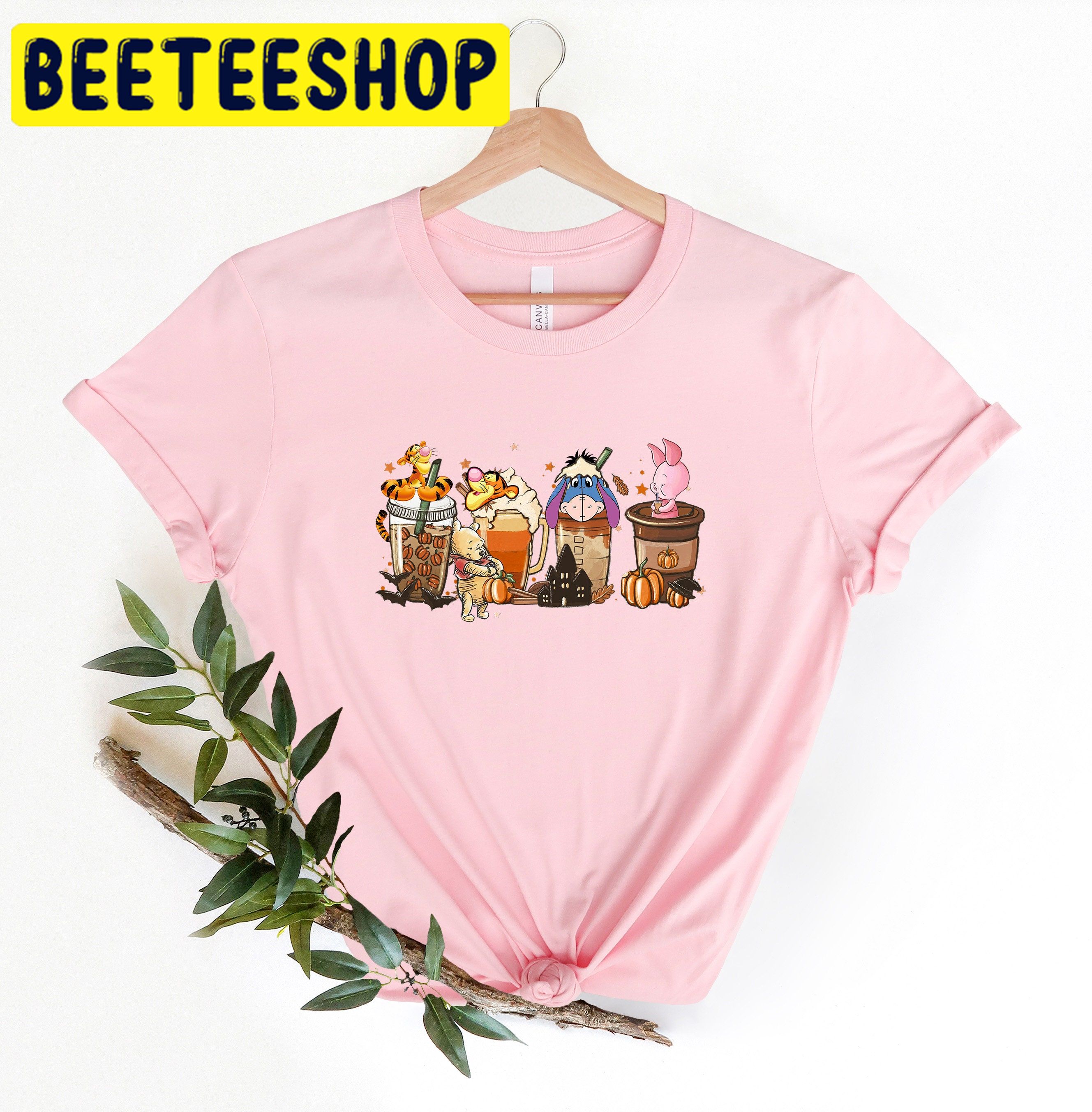 Winnie The Pooh Halloween And Friend Latte Coffee Halloween Trending Unisex Shirt