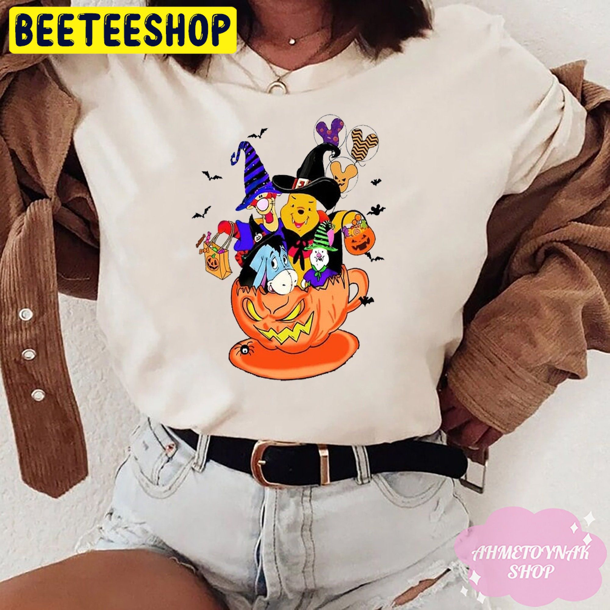 Winnie The Pooh Halloween Pooh And Friend On Pumpkin Cup Trending Unisex Shirt Winnie The Pooh Halloween Pooh And Friend On Pumpkin Cup Trending Unisex Shirt