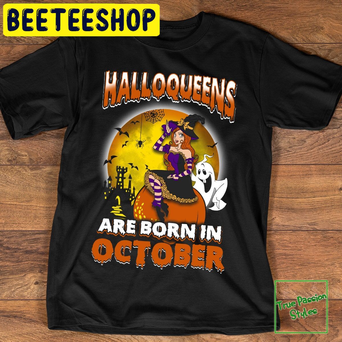 Witch And Ghost Halloqueens Are Born In October HalloweenTrending Unisex Shirt Witch And Ghost Halloqueens Are Born In October HalloweenTrending Unisex Shirt