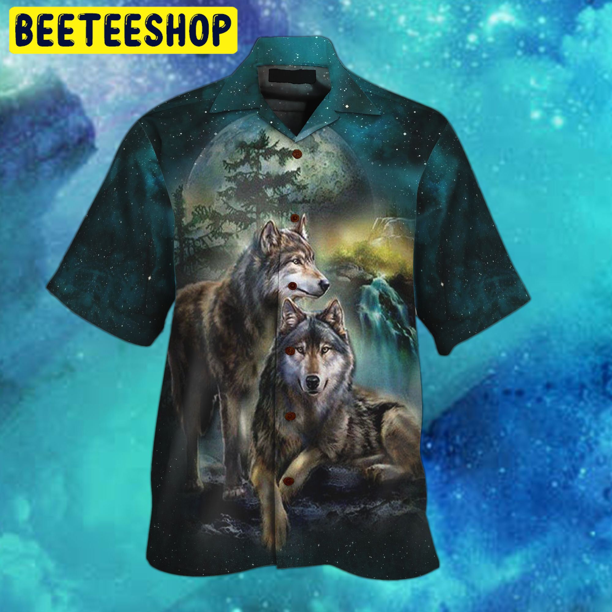 Wolf Beautiful Night 3D All Over Printed Combo Trending Hawaiian Shirt Wolf Beautiful Night 3D All Over Printed Combo Trending Hawaiian Shirt