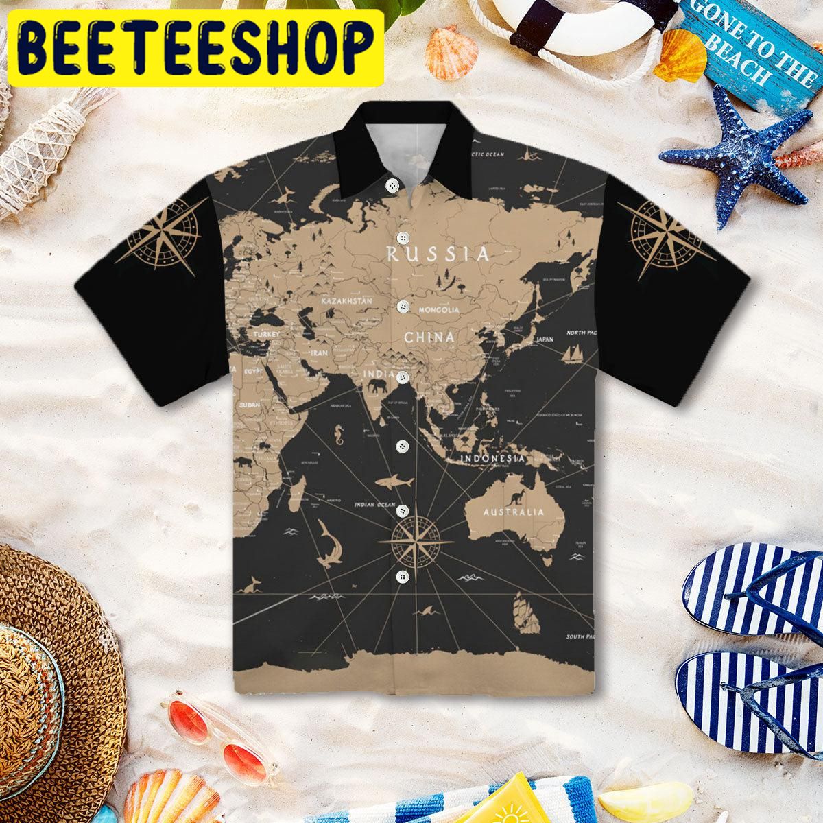 World Map Vintage Hawaiian Shirt World Map Vintage Hawaiian Shirt