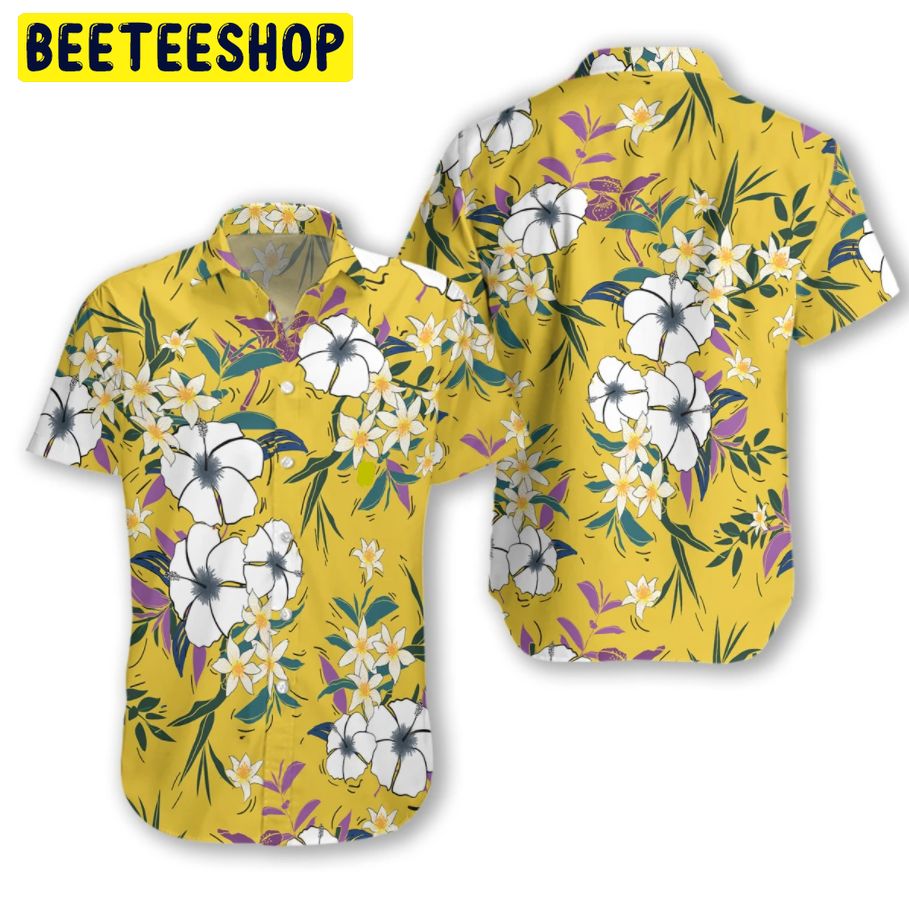 Yellow Art Floral Flower Trending Hawaiian Shirt Yellow Art Floral Flower Trending Hawaiian Shirt