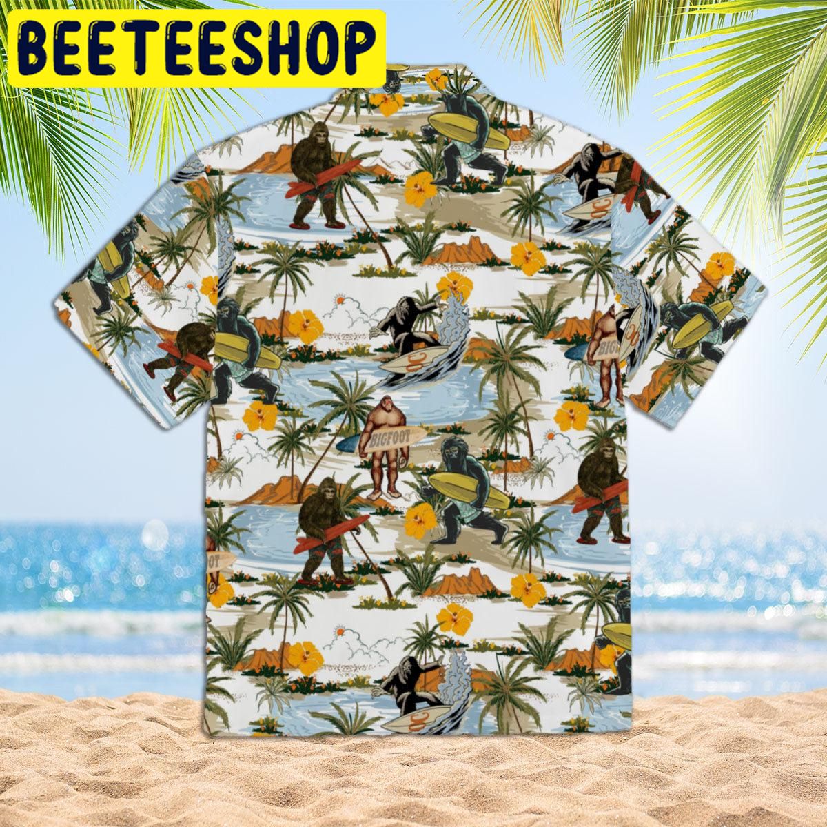 Yellow Hibicus Bigfoot Hawaiian Shirt Yellow Hibicus Bigfoot Hawaiian Shirt