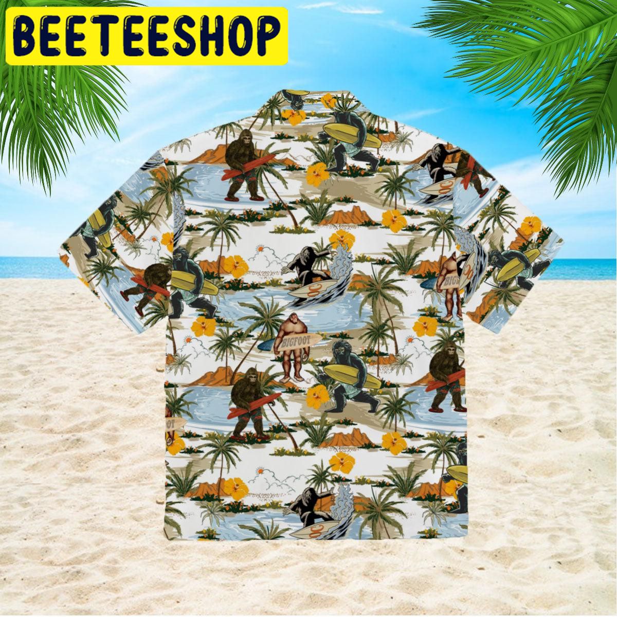 Yellow Hibicus Bigfoot Hawaiian Shirt Yellow Hibicus Bigfoot Hawaiian Shirt