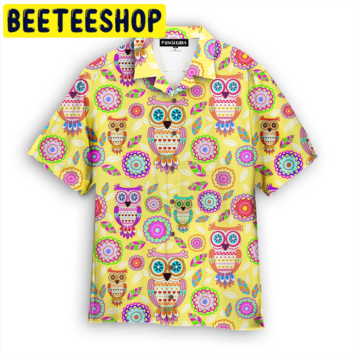 Yellow Owl And Flowers Hawaiian Shirt Yellow Owl And Flowers Hawaiian Shirt