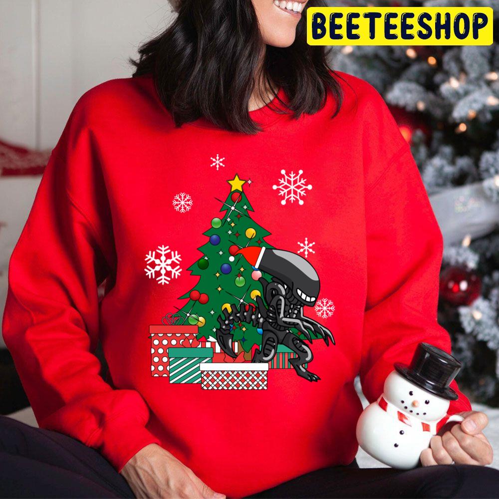 Alien Xenomorph Around The Christmas Tree Trending Unisex Hoodie Alien Xenomorph Around The Christmas Tree Trending Unisex Hoodie