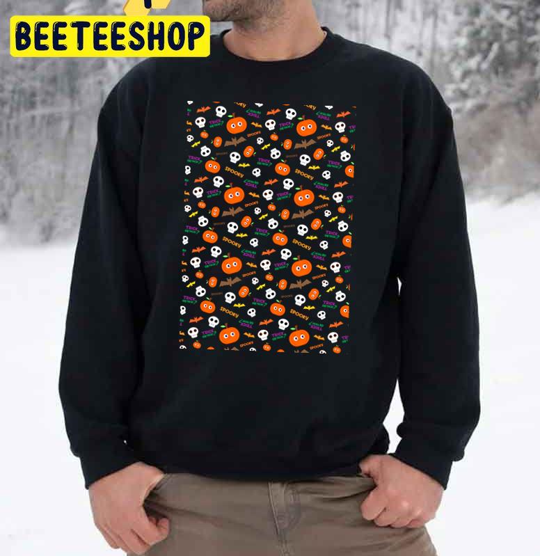 Bat Skull And Pumpkin Pattern Halloween Trending Unisex Sweatshirt Bat Skull And Pumpkin Pattern Halloween Trending Unisex Sweatshirt