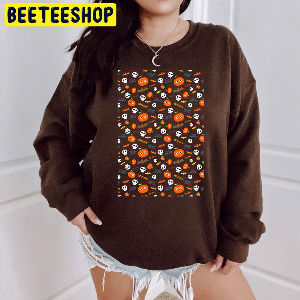 Bat Skull And Pumpkin Pattern Halloween Trending Unisex Sweatshirt Bat Skull And Pumpkin Pattern Halloween Trending Unisex Sweatshirt