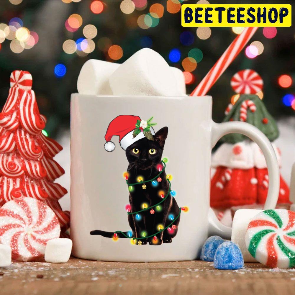 Black Santa Cat Tangled Up In Lights Christmas Santa Trending Unisex Hoodie Black Santa Cat Tangled Up In Lights Christmas Santa Trending Unisex Hoodie