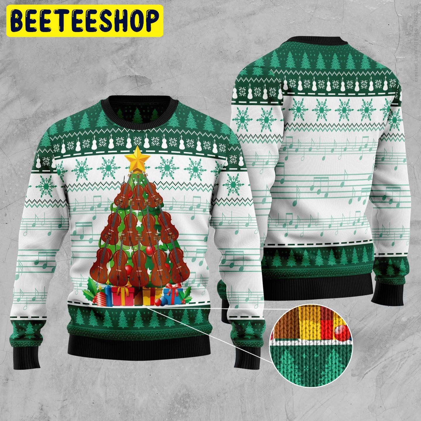 Cello Pine Tree Trending Ugly Christmas Sweatshirt Cello Pine Tree Trending Ugly Christmas Sweatshirt