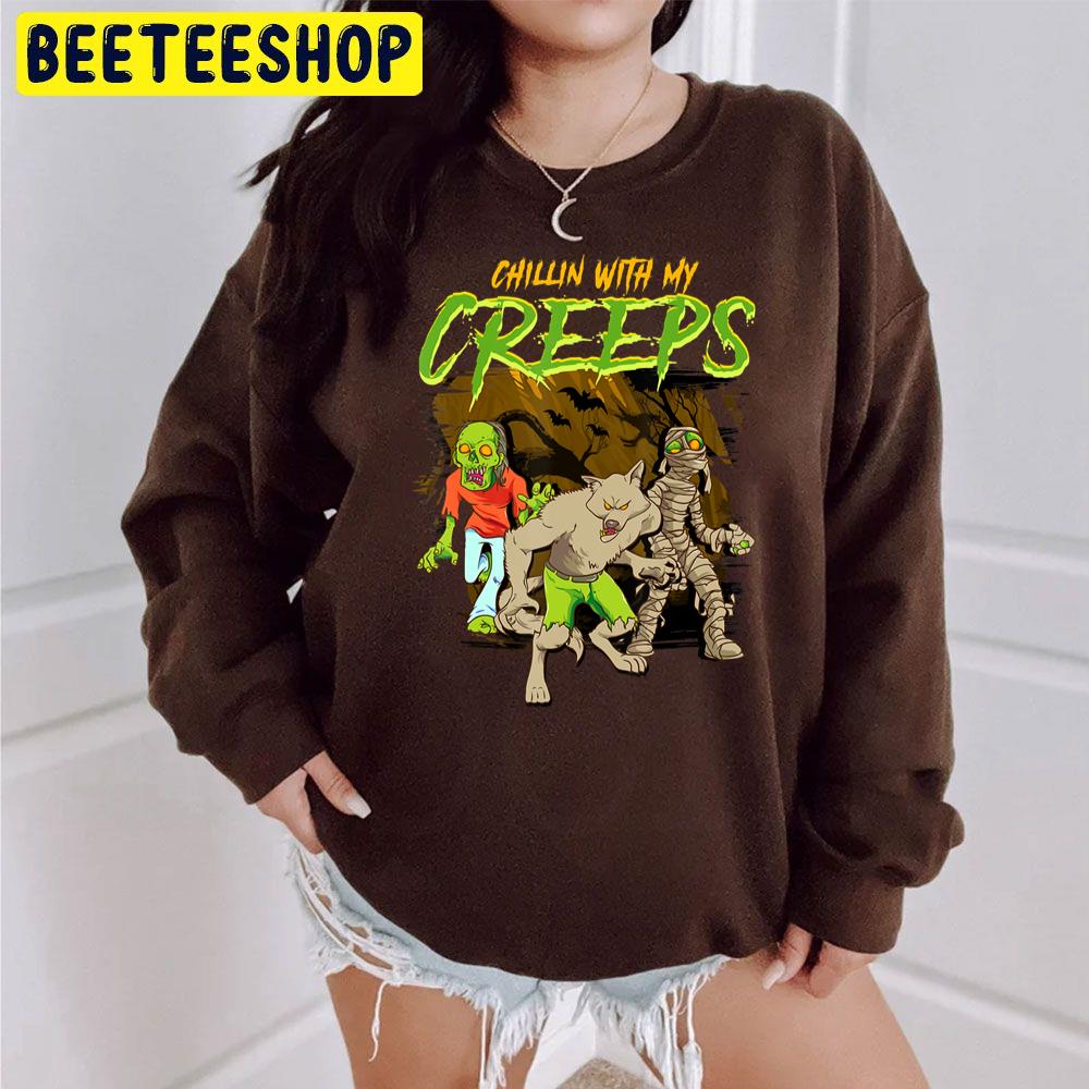 Chillin With My Creeps Halloween Zombie Werewolf Trending Unisex Sweatshirt Chillin With My Creeps Halloween Zombie Werewolf Trending Unisex Sweatshirt