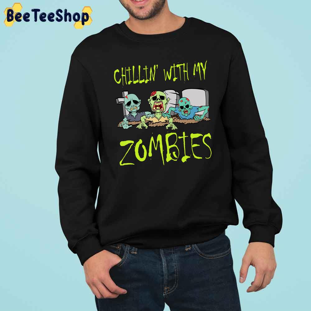 Chillin With My Zombies Hallown Boys Trending Unisex Sweatshirt Chillin With My Zombies Hallown Boys Trending Unisex Sweatshirt