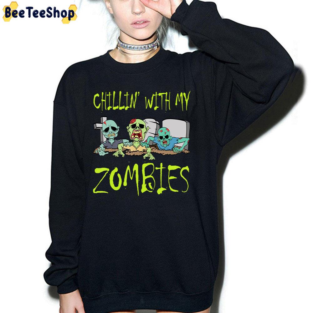 Chillin With My Zombies Hallown Boys Trending Unisex Sweatshirt Chillin With My Zombies Hallown Boys Trending Unisex Sweatshirt