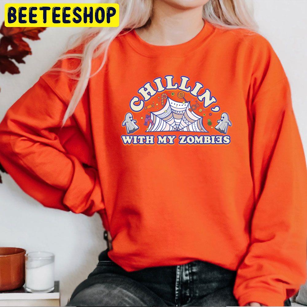 Chillin' With My Zombies Zombies Candy Halloween Trending Unisex Sweatshirt Chillin' With My Zombies Zombies Candy Halloween Trending Unisex Sweatshirt