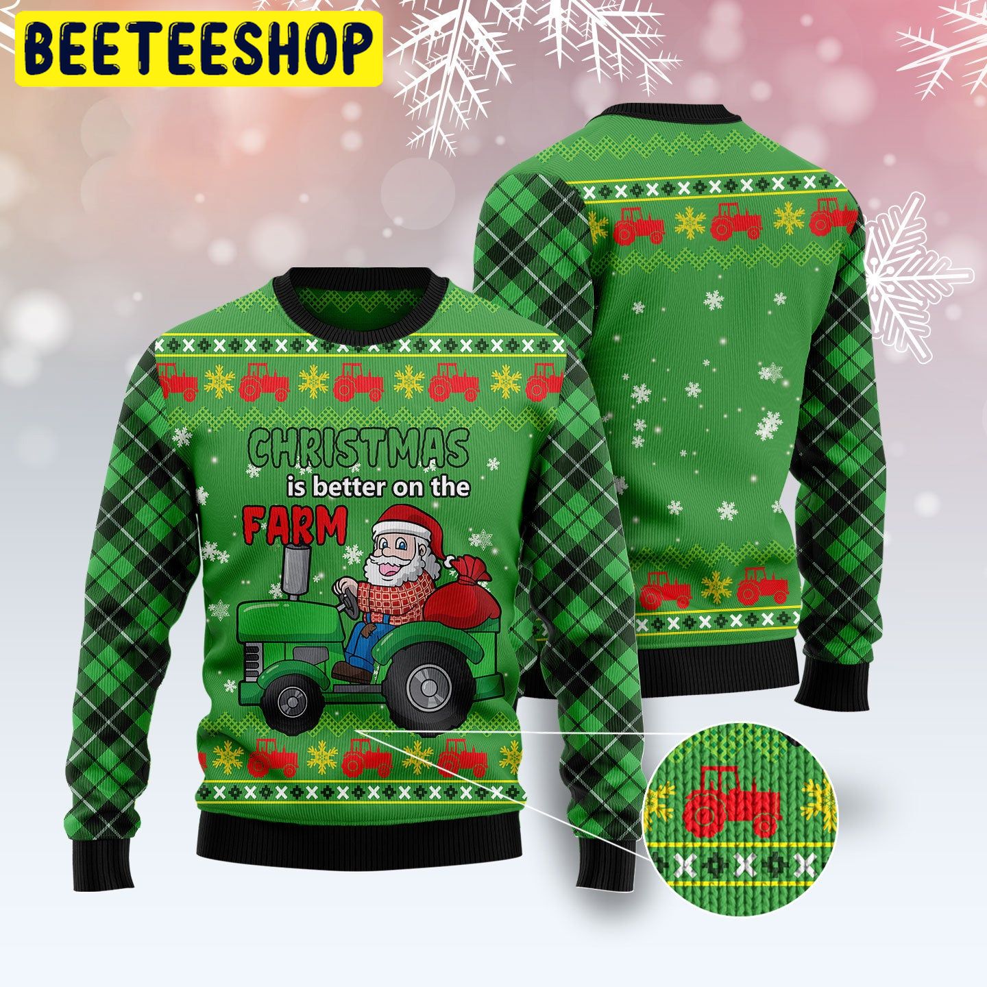 Christmas Is Better On The Farm Tractor Santa Trending Ugly Christmas Sweatshirt Christmas Is Better On The Farm Tractor Santa Trending Ugly Christmas Sweatshirt