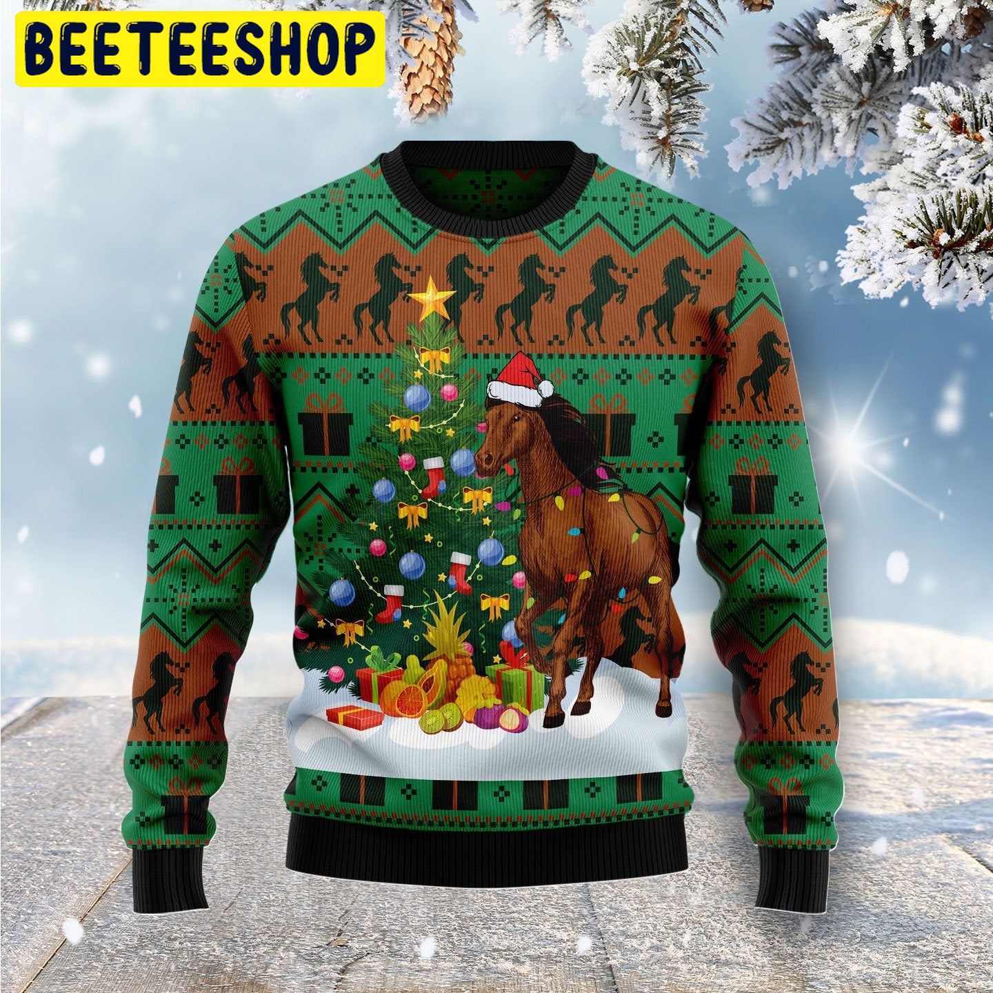 Christmas Tree Horse Trending Ugly Christmas Sweatshirt Christmas Tree Horse Trending Ugly Christmas Sweatshirt