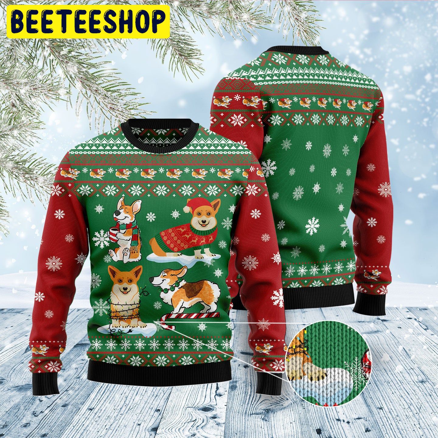 Corgi Snow Day Trending Ugly Christmas Sweatshirt Corgi Snow Day Trending Ugly Christmas Sweatshirt