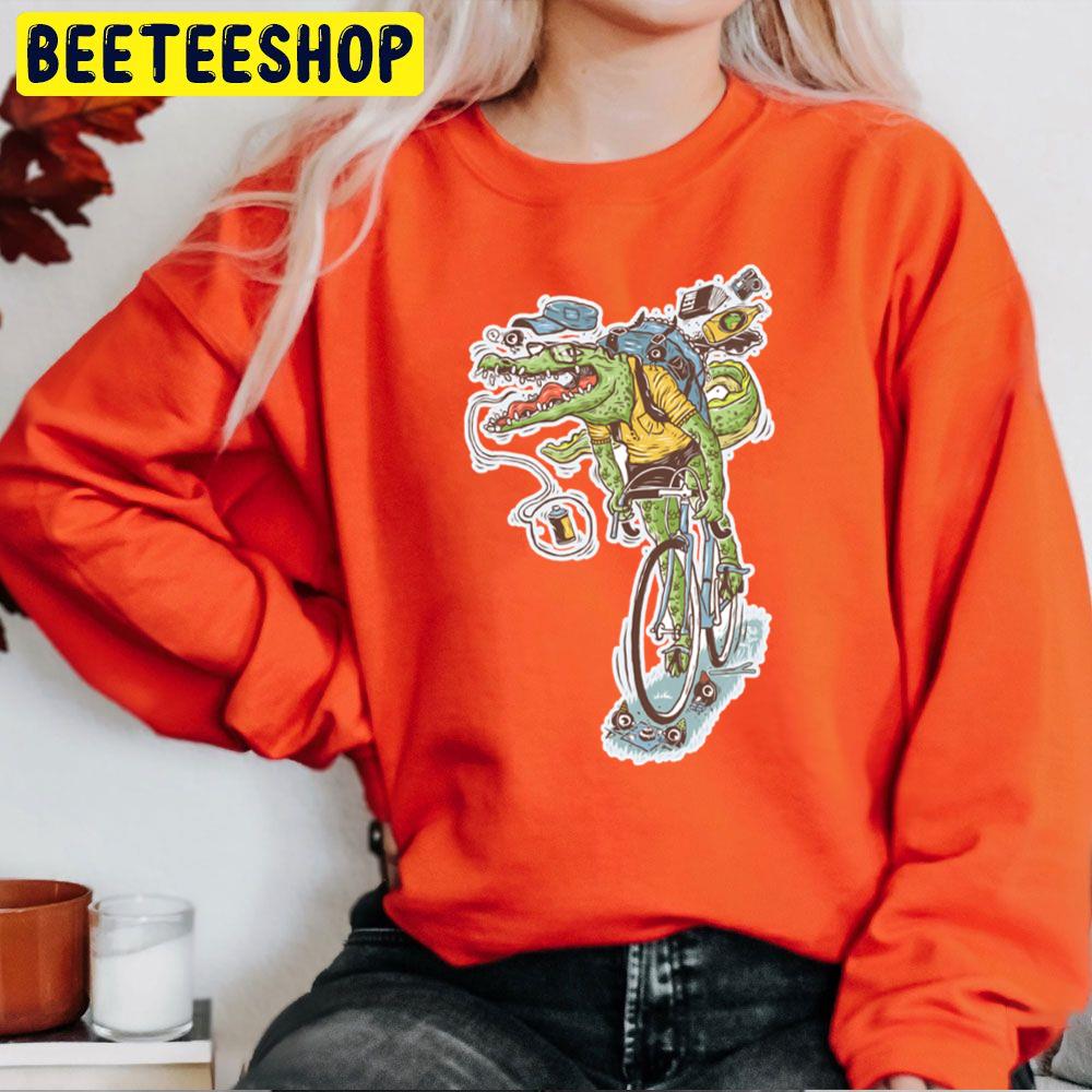 Crocodile Riding Bike Unisex Sweatshirt Crocodile Riding Bike Unisex Sweatshirt