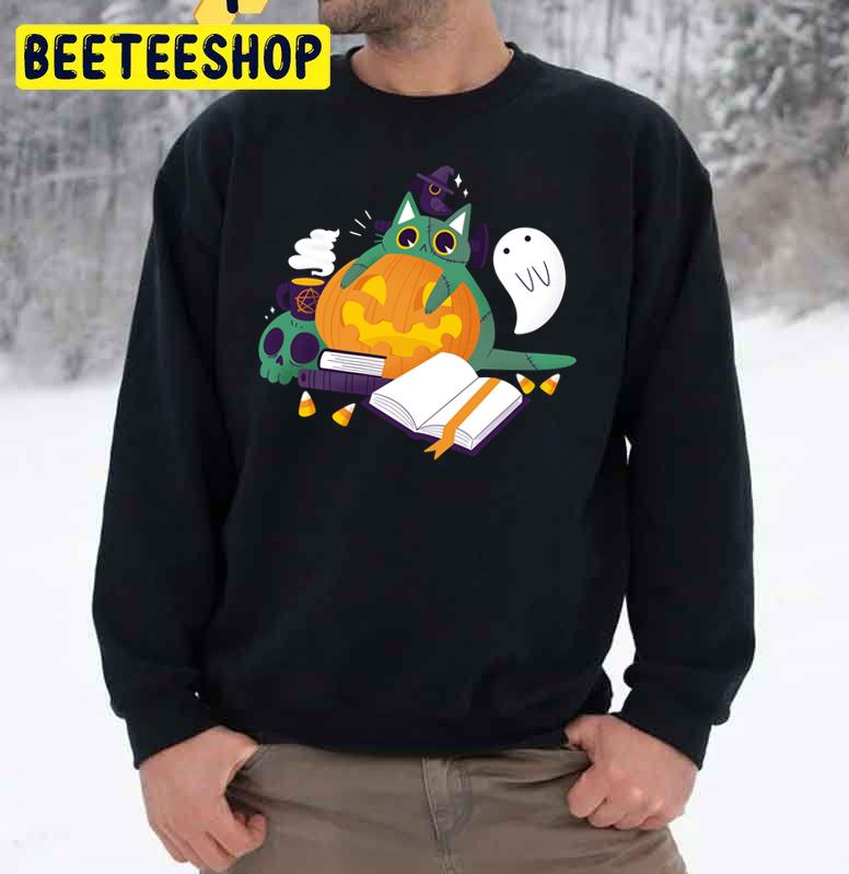 Cute Cat Boo And Pumpkin Halloween Trending Unisex Sweatshirt Cute Cat Boo And Pumpkin Halloween Trending Unisex Sweatshirt