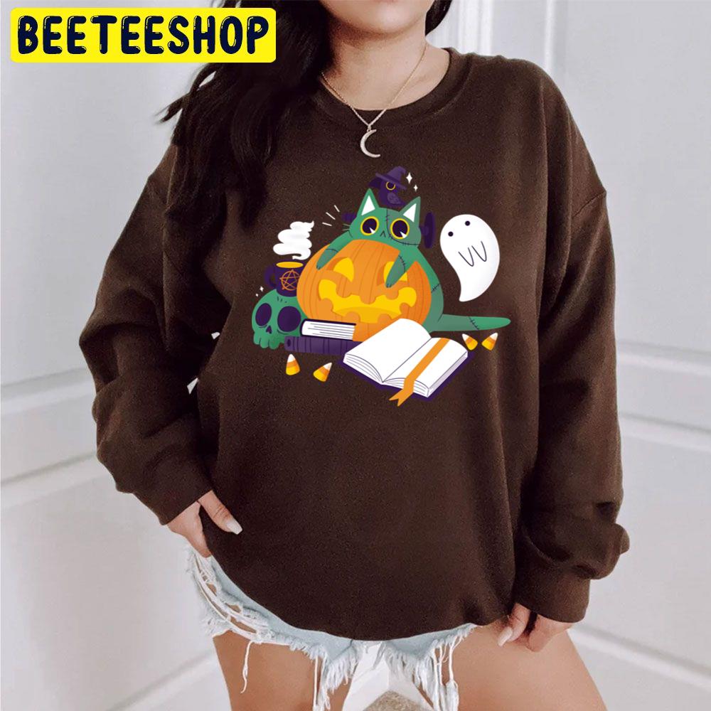 Cute Cat Boo And Pumpkin Halloween Trending Unisex Sweatshirt Cute Cat Boo And Pumpkin Halloween Trending Unisex Sweatshirt