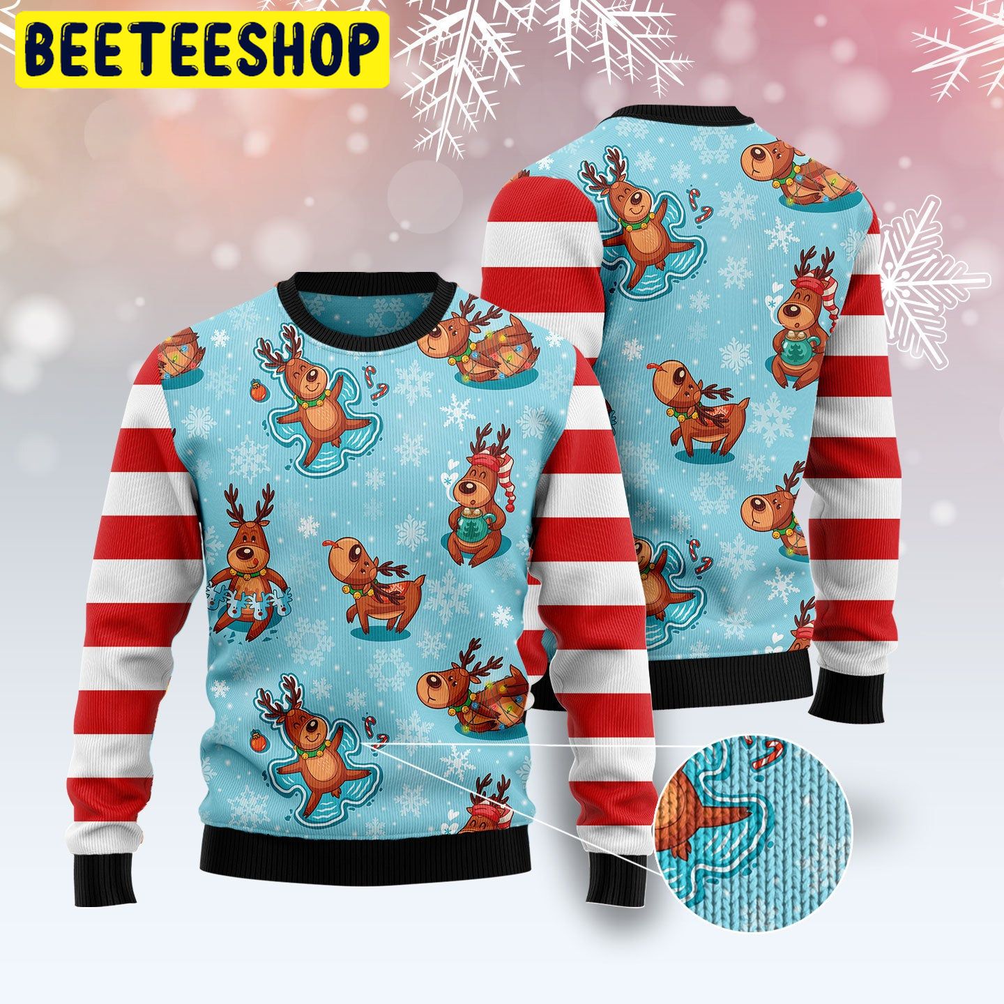 Cute Reindeer Trending Ugly Christmas Sweatshirt Cute Reindeer Trending Ugly Christmas Sweatshirt