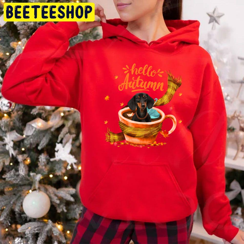 Dachshund Coffee Cup Hello Autumn Trending Unisex Hoodie Dachshund Coffee Cup Hello Autumn Trending Unisex Hoodie