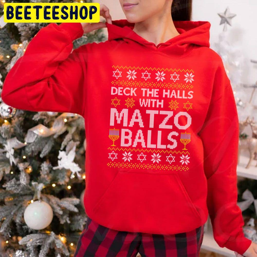 Deck The Halls With Matzo Balls Chanukkah Ugly Pattern Trending Unisex Hoodie Deck The Halls With Matzo Balls Chanukkah Ugly Pattern Trending Unisex Hoodie
