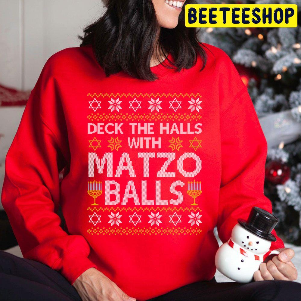 Deck The Halls With Matzo Balls Chanukkah Ugly Pattern Trending Unisex Hoodie Deck The Halls With Matzo Balls Chanukkah Ugly Pattern Trending Unisex Hoodie