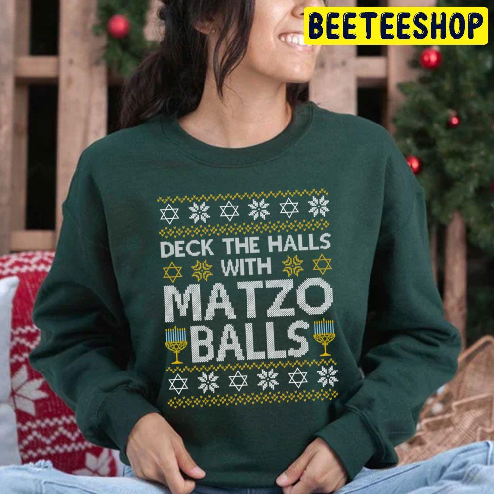Deck The Halls With Matzo Balls Chanukkah Ugly Pattern Trending Unisex Hoodie Deck The Halls With Matzo Balls Chanukkah Ugly Pattern Trending Unisex Hoodie