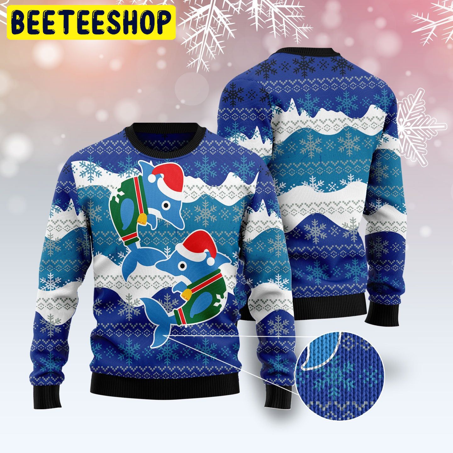 Dolphin Couple Trending Ugly Christmas Sweatshirt Dolphin Couple Trending Ugly Christmas Sweatshirt