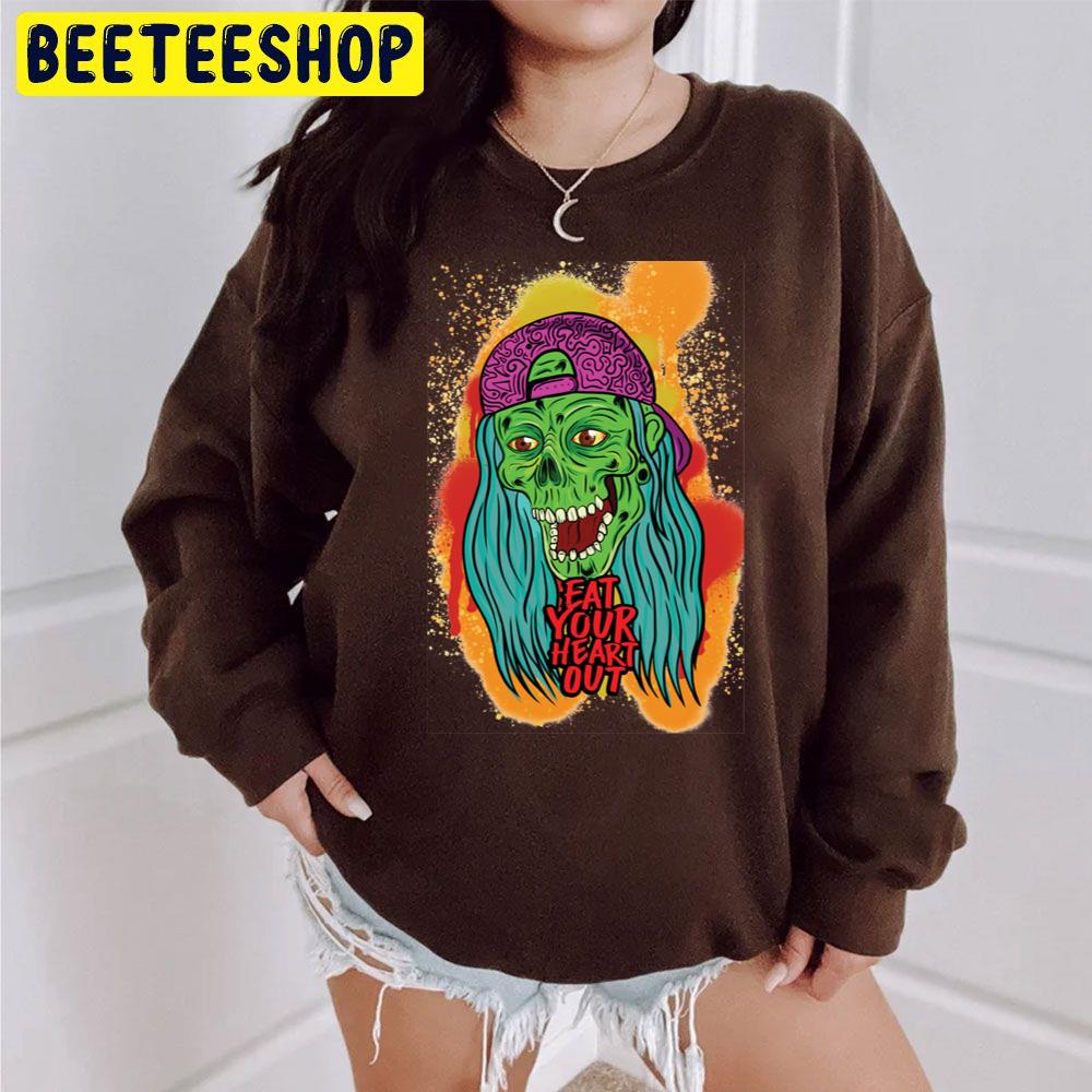 Eat Your Heart Out Zombie Halloween Unisex Sweatshirt Eat Your Heart Out Zombie Halloween Unisex Sweatshirt