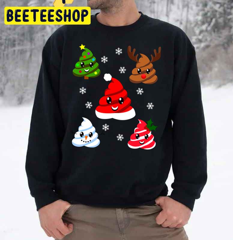 Emoji Christmas Poop Holiday Trending Unisex Sweatshirt Emoji Christmas Poop Holiday Trending Unisex Sweatshirt