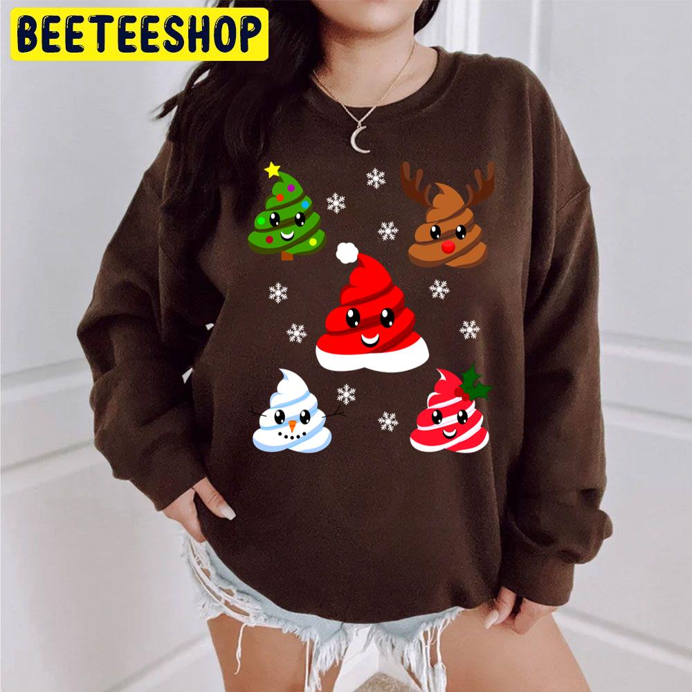 Emoji Christmas Poop Holiday Trending Unisex Sweatshirt Emoji Christmas Poop Holiday Trending Unisex Sweatshirt