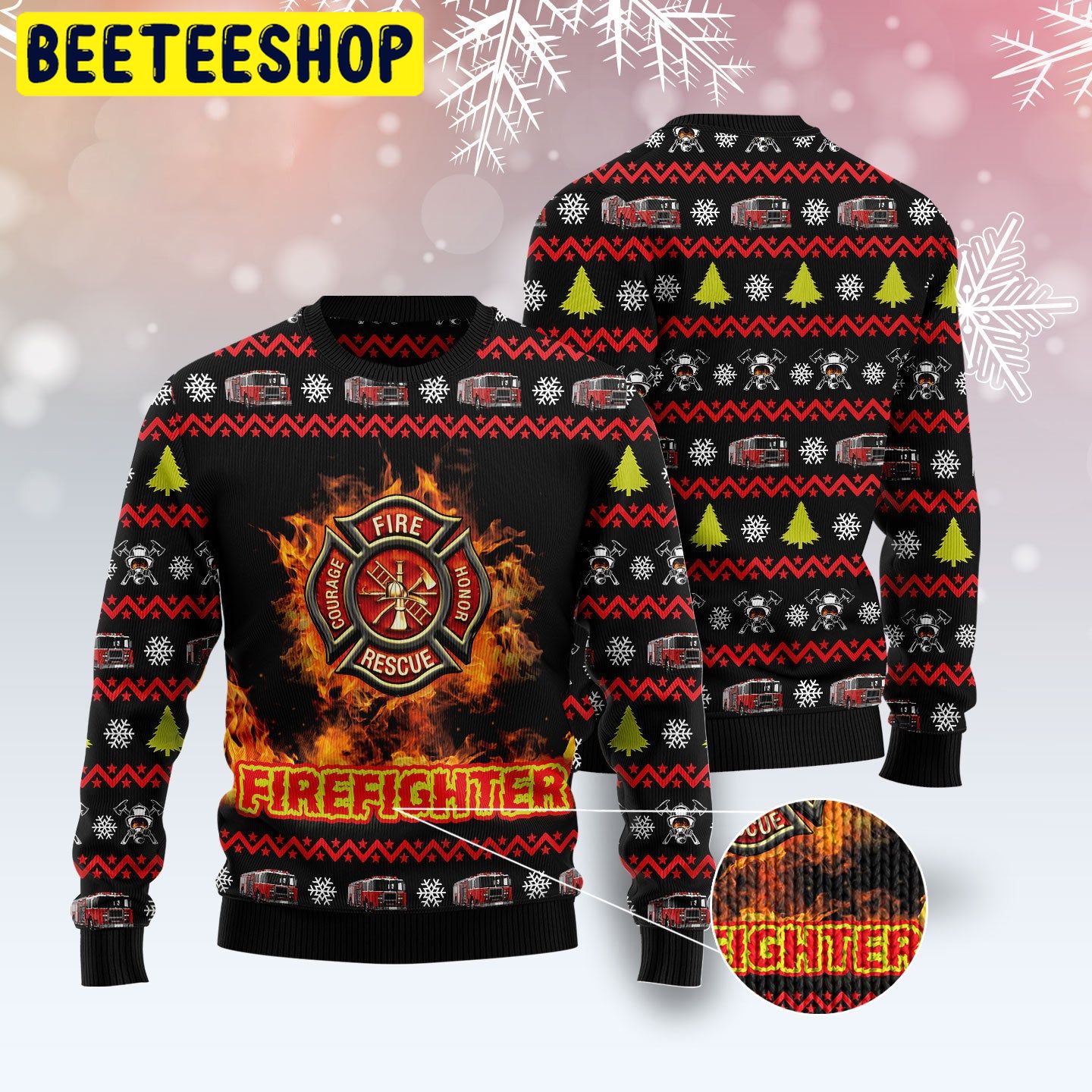 Firefighter Trending Ugly Christmas Sweatshirt Firefighter Trending Ugly Christmas Sweatshirt