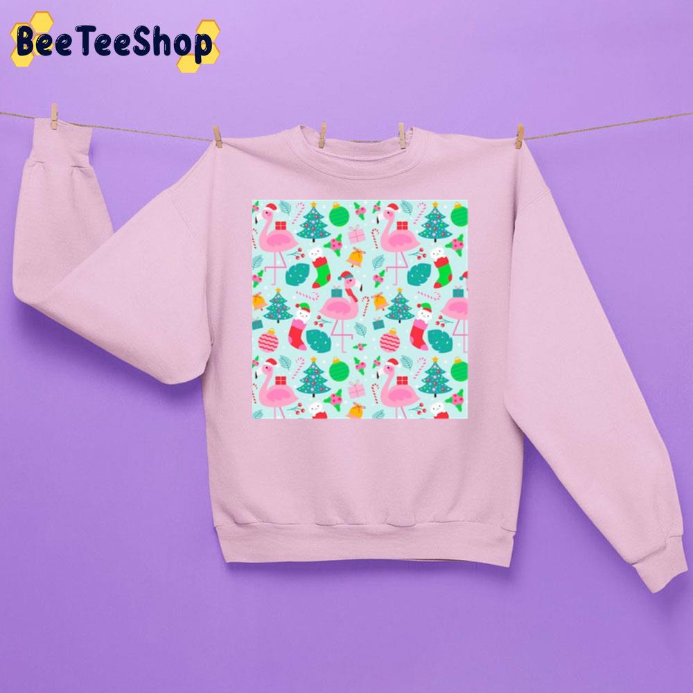Flamingo Christmas Pattern Trending Unisex Sweatshirt Flamingo Christmas Pattern Trending Unisex Sweatshirt