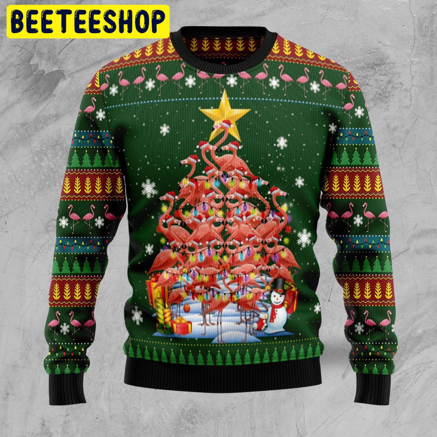 Flamingo Christmas Tree Trending Ugly Christmas Sweatshirt Flamingo Christmas Tree Trending Ugly Christmas Sweatshirt
