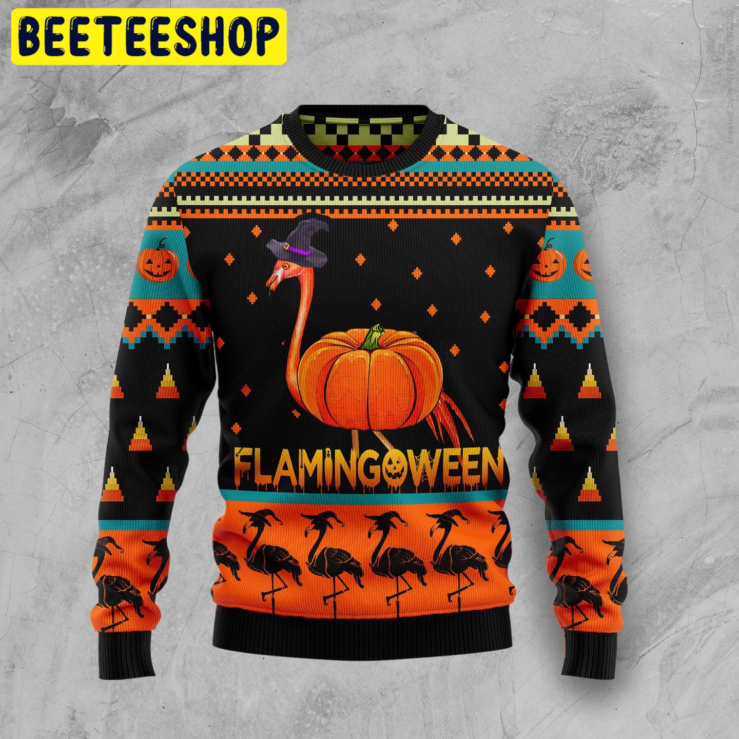 Flamingoween Pumpkin Halloween Sweater Flamingoween Pumpkin Halloween Sweater